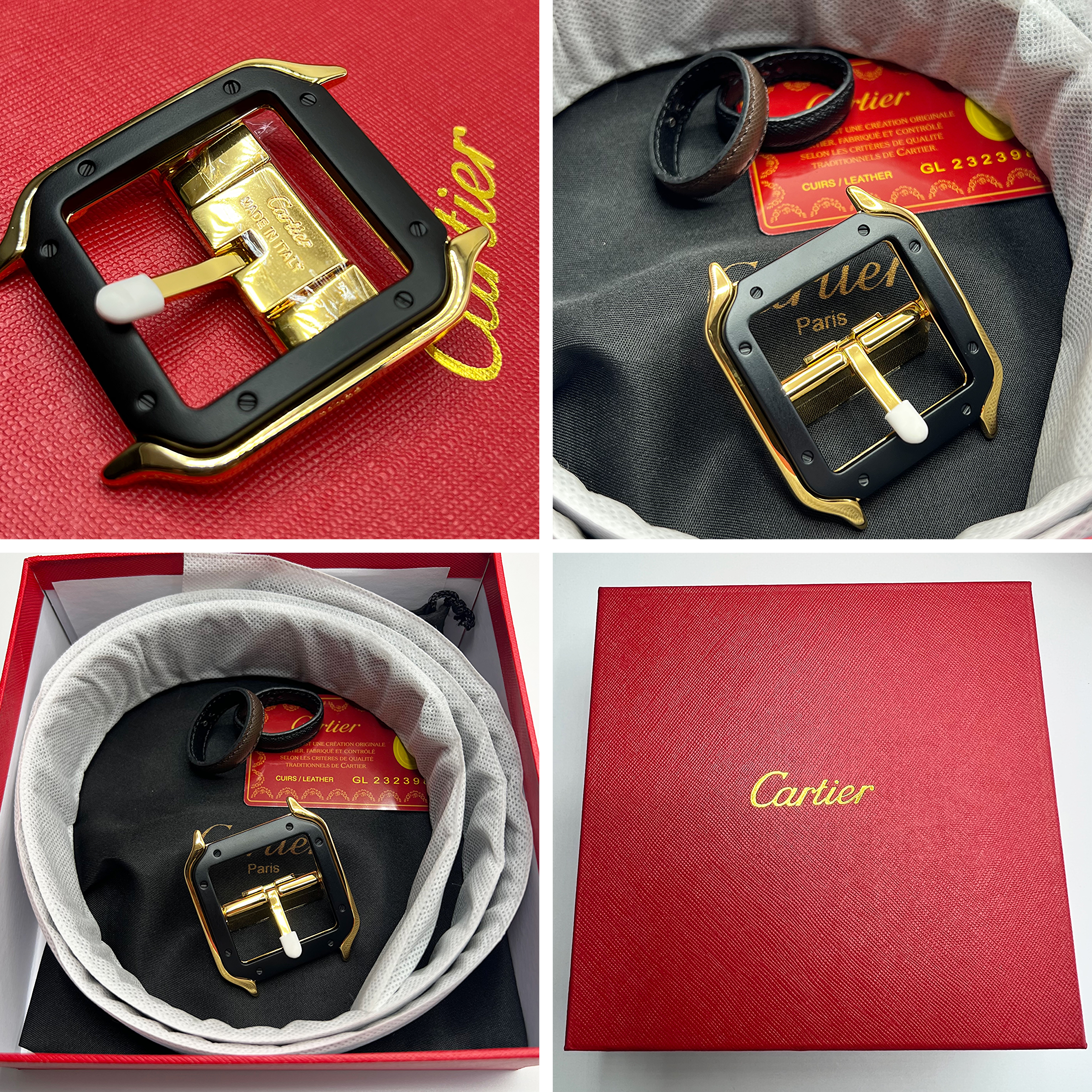 کمربند کارتیه فول پک مسترکوالیتی طلایی مشکی | Cartier belt same Original A++